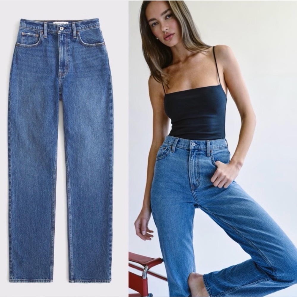 ABERCROMBIE & FITCH Jeans The '90s Straight Ultra High Rise Blue Size 27‎